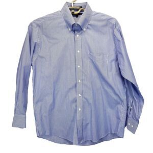 Tommy Hilfiger Men's Dress Shirt L 16 32-33 TLC The Lifetime Collar Blue Stripe